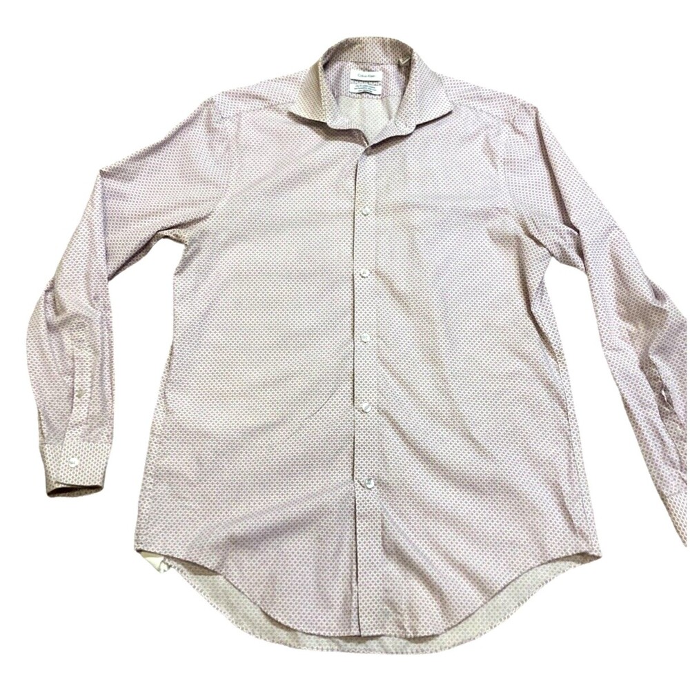 Calvin Klein Men's shirt slim fit long sleeve 15 1/2" neck 32/33 purple print